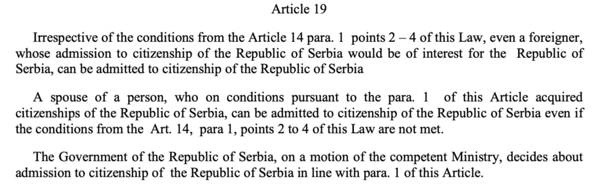 Citizenship in Serbia: Is it Possible by Investment?