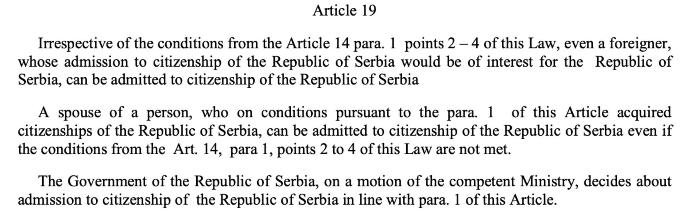 Article 19 of the Serbian constitution